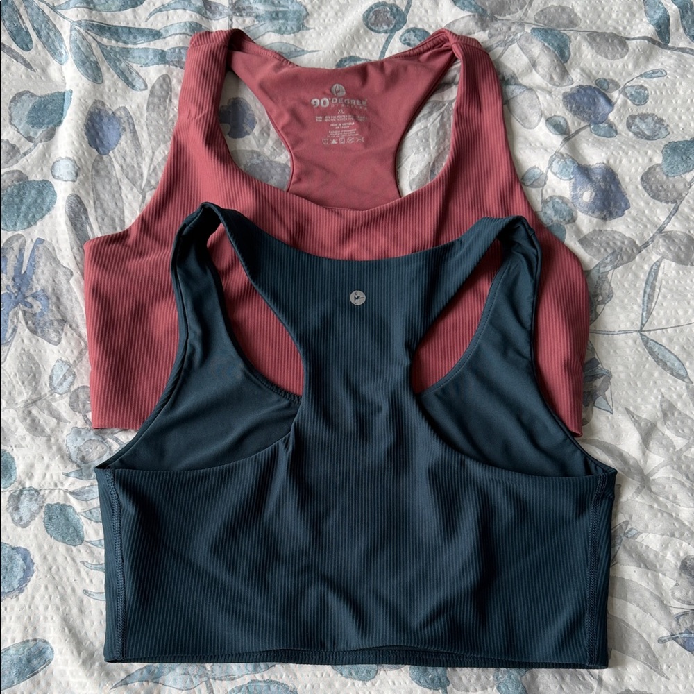 90 Degree By Reflex Racerback Sports Bras - Teal and Mauve